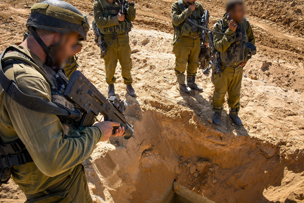IDF soldiers at the opening of a Hamas tunnel