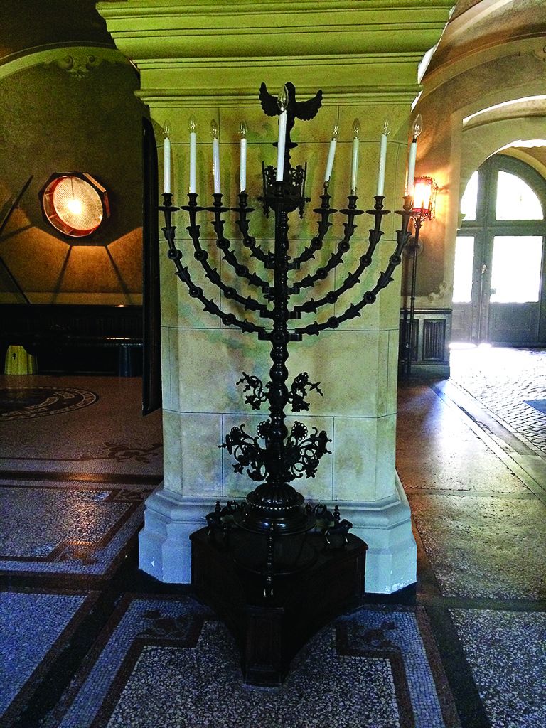 Menorah in synagogue hall at Lancut Castle