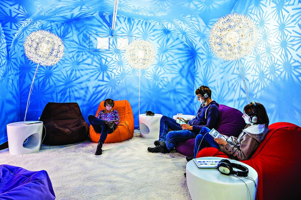 Visitors to the Jewish Museum in Hohenems, relax in the ‘Jewtube’ lounge, which has come to London (Photo Dietmar Walser)