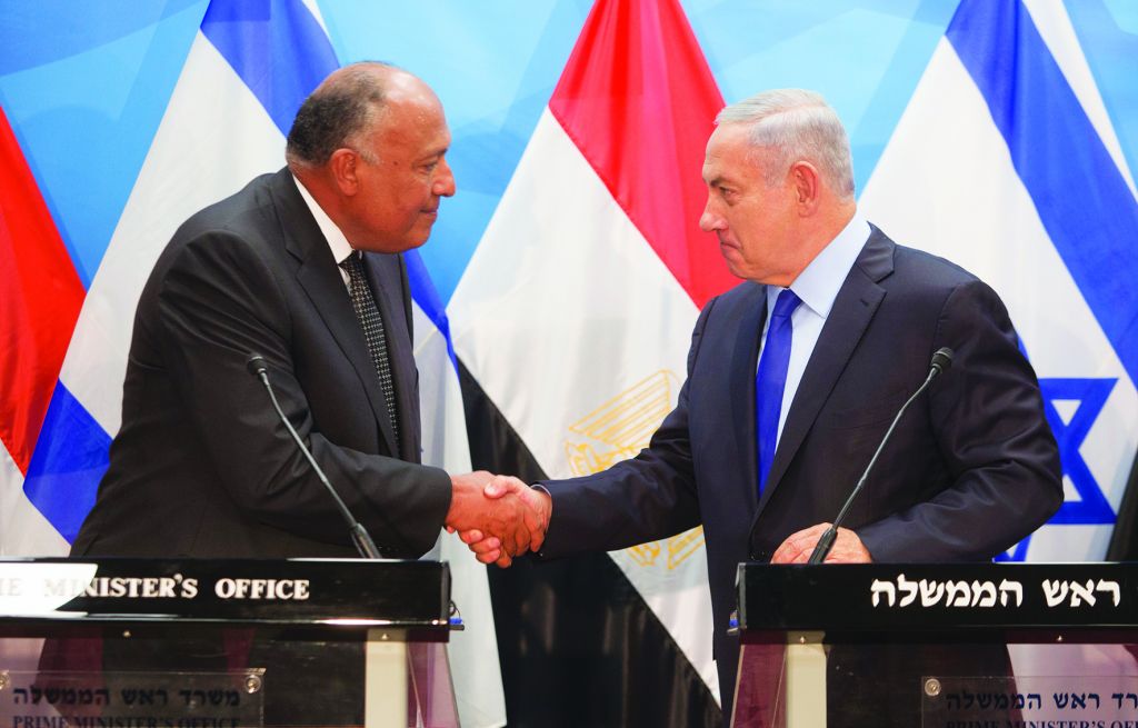 Netanyahu with Egypt’s foreign minister Sameh Shoukry 