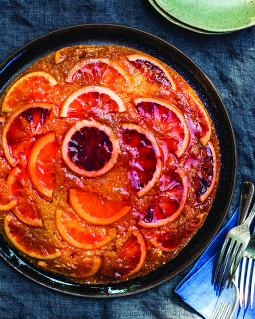 Amelia Saltsman’s olive oil and polenta blood orange upside-down cake