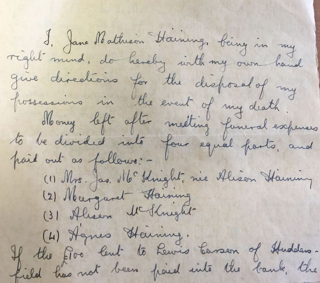 The handwritten will of Jane Haining, which along with more than 70 photographs has provided fresh insight into the missionary's life. (Photo credit : Church of Scotland/PA Wire)