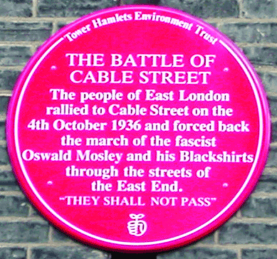 Battle of Cable Street red plaque