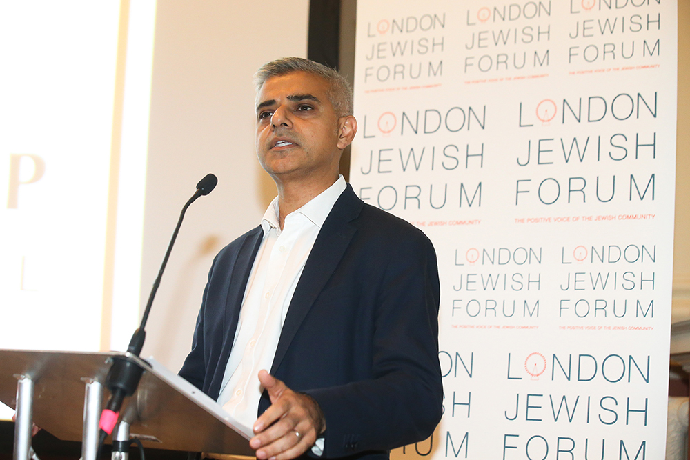 London Mayor Sadiq Khan addressing the commemorative event 