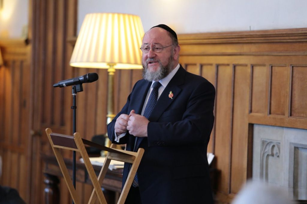 Chief Rabbi Mirvis speaking at the interfaith gathering 