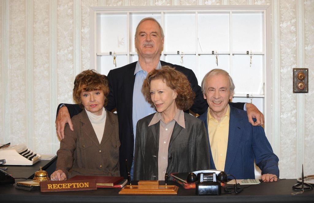 Prunella Scales, John Cleese, Connie Booth and Andrew Sachs are seen promoting two Fawlty Towers specials created to commemorate the 30 years anniversary as German-born British actor, Andrew Sachs, best known for playing Spanish waiter Manuel in Fawlty Towers dies aged 86 (Photo: Ian West/PA Wire) 