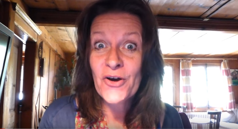 Alison Chabloz during her video, which called Auschwitz a 'theme park'