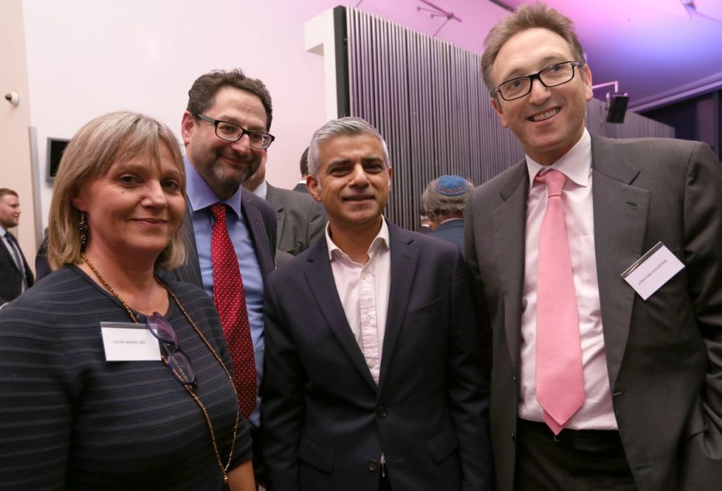 Left to right: Laura Marks OBE, Founder of Mitzvah Day with Adrian Cohen, Chair of the London Jewish Forum, Mayor of London Sadiq Khan and Jonathan Goldstein, Chair of Partnerships for Jewish Schools (PaJeS) 