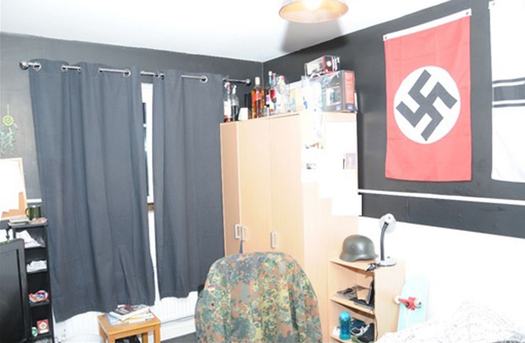 Nazi memorabilia in the bedroom of a teenager who made a pipe bomb (Photo credit: North East CTU/PA Wire)
