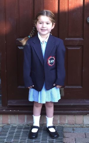 Shani in her school uniform. When she was six weeks old, doctors told her mum and dad that their perfectly healthy-looking baby had in fact been born with a congenital heart defect.