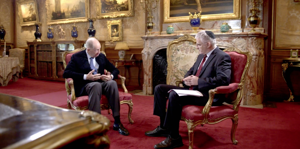Lord Rothschild being interviewed by ex-ambassador Daniel Taub