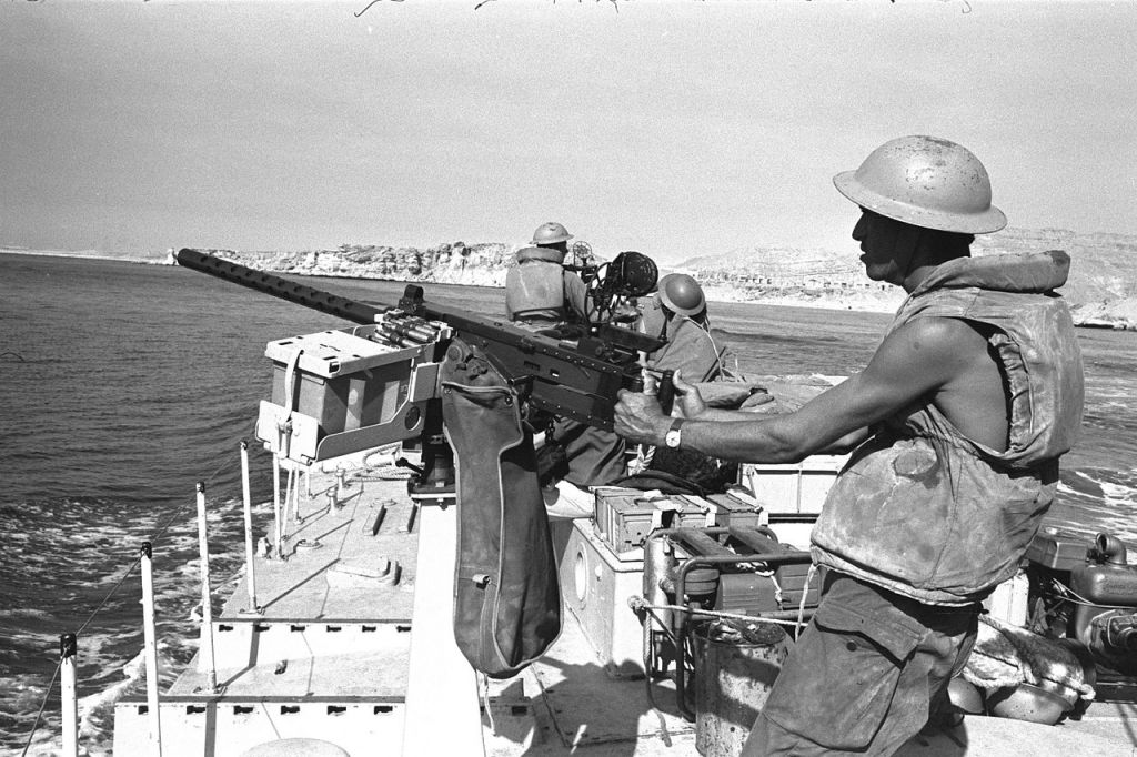 An Israeli gunboat passes through the Straits of Tiran near Sharm El Sheikh in 1967 