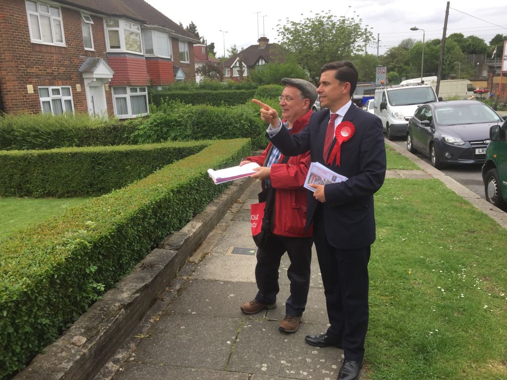 Mike Katz in the campaign trail, right, alongside London Assembly member Andrew Dismore 
