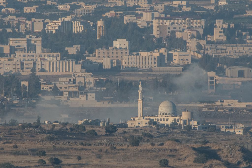 Smoke rise from Syrian village as a result of fighting near the city of Quneitra, in the Golan Heights, 24 June 2017. An Israeli army spokesman reported that in response to over ten projectiles launched from Syrian soil which hit Israel, Israeli aircraft targeted the position from which the launches originated and struck tanks belonging to the Syrian regime in the Northern Syrian Golan Heights. An official protest has been filed with United Nations Disengagement Observer Force (UNDOF).   Photo by: Ayal Margolin- JINIPIX 