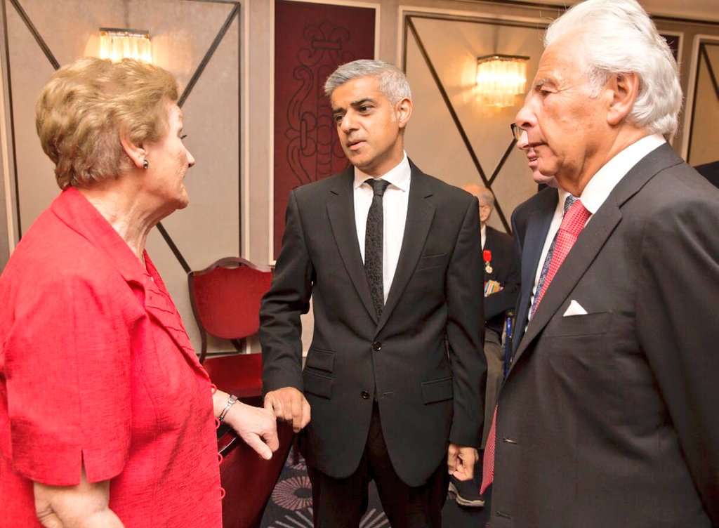 London Mayor Sadiq Khan with a Jewish Care member (left) and Lord Levy, president of the charity. 