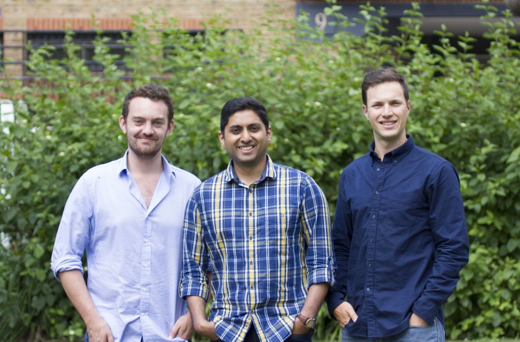 Jonny Plein (right) with co-founders Vikram Simha (centre) and Ben Corrigan (left)