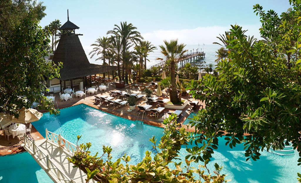 The Marbella Club’s Beach Club is steps from the sea and has a heated seawater pool.
