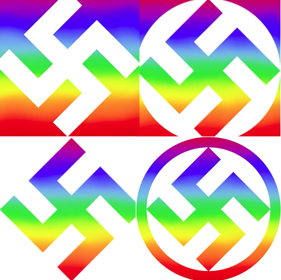 Screenshots from swastikas used in KA Designs' video 