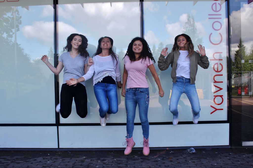 Yavneh students celebrating their results Photo credit: TashPhotography