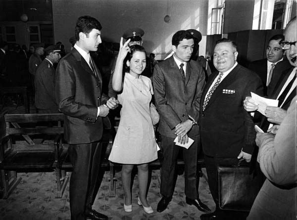Leila Khaled in Damascus after her release from the United Kingdom in 1970 
