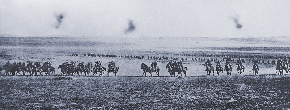 A picture of the historic Battle of Beersheva in progress 