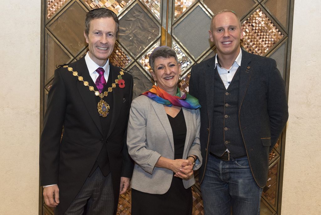 Lord Mayor of Westminster Ian Adams, Rabbi Laura Janner-Klausner and Robert Rinder