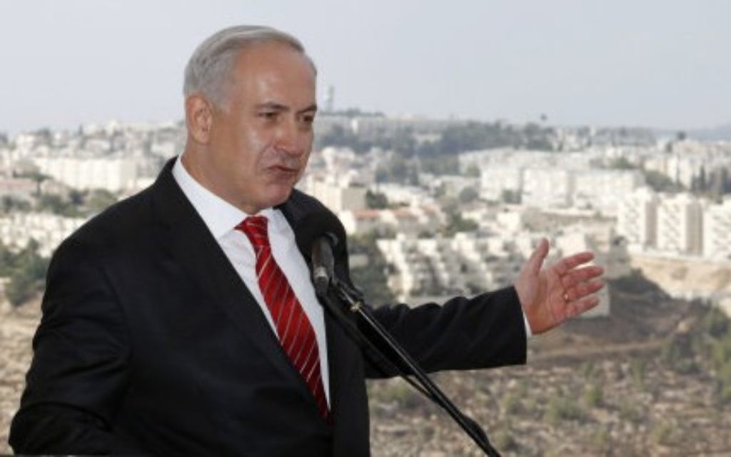 Benjamin Netanyahu in East Jerusalem's Jewish settlement of Gilo.