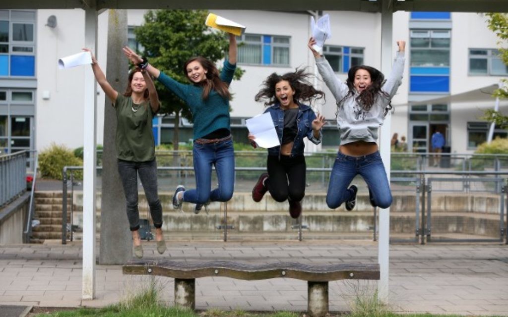 JFS students after receiving their GCSE results in 2013