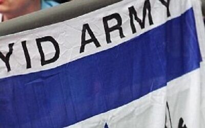 'Yid Army' banner held aloft by Spurs fans