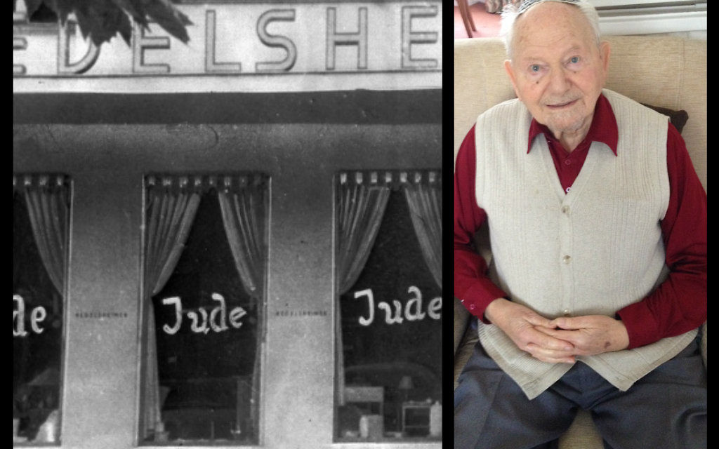 Herman and a Jewish-owned cafe daubed with the word 'Jude' during Kristallnacht.
