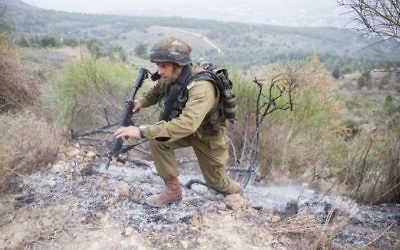 An IDF soldier in action ear Kiryat Shmona, near the Lebanon border