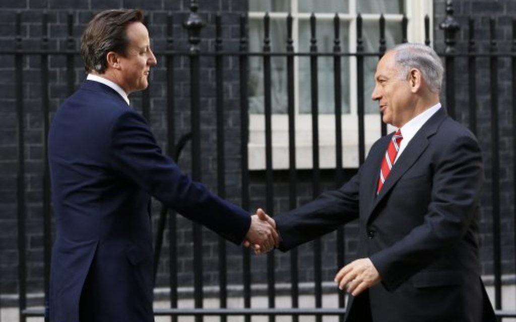 David Cameron greets Benjamin Netanyahu at Downing Street in April 2013.
