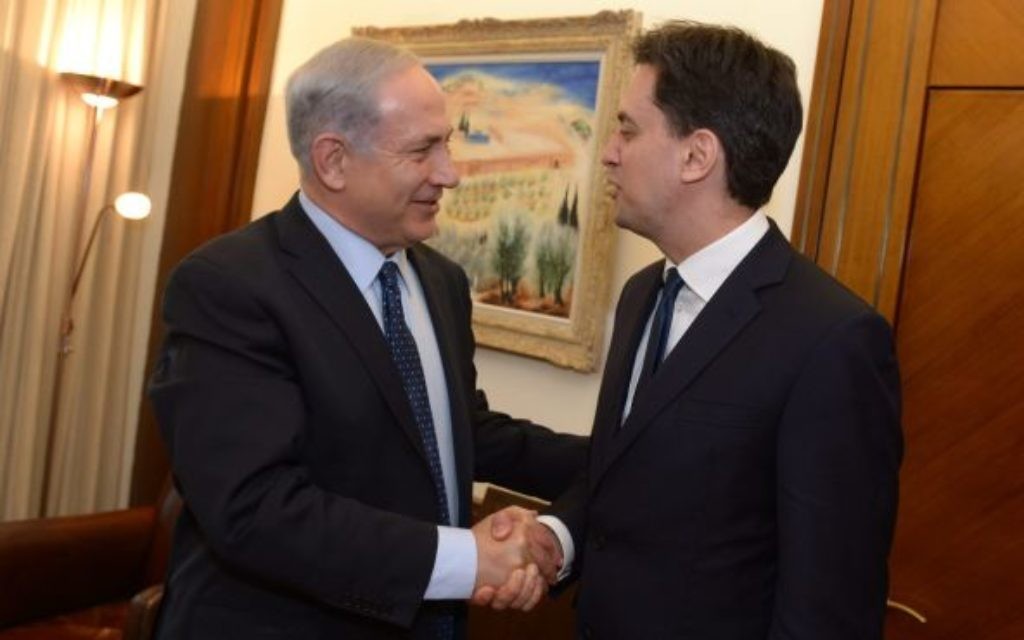 Ed Miliband meeting Benjamin Netanyahu on Thursday.