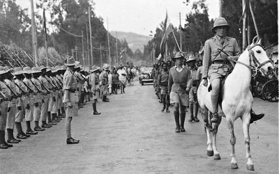 Orde Wingate, known in Israel simply as "The Friend" enters Addis Ababa on horseback in 1941 (Wikipedia/Source	IDF Archive)