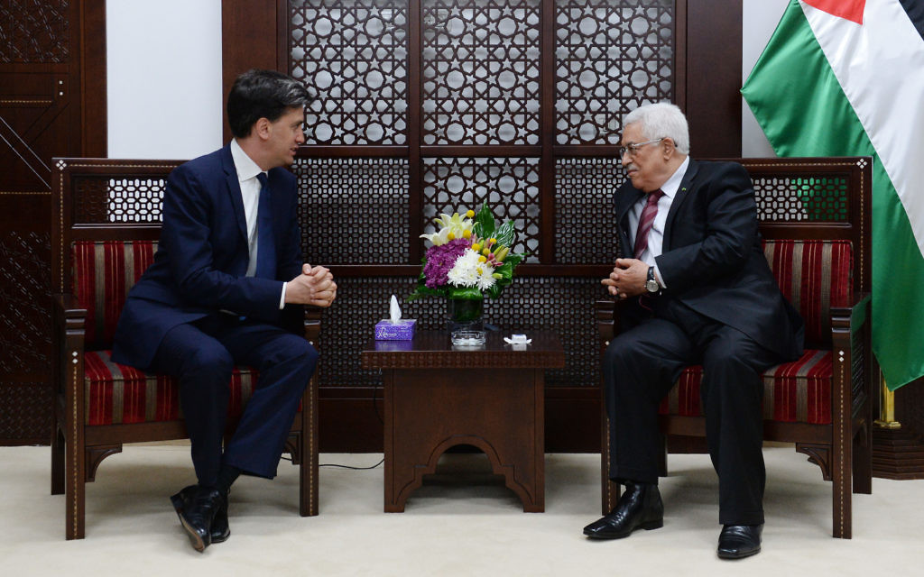 Labour leader Ed Miliband met Palestinian President Mahmoud Abbas at The Muqata, the President's office in Ramallah.