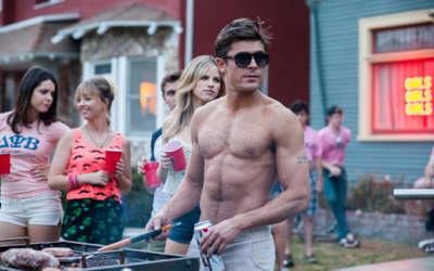 Zac Efron turning heads in a scene from his new film, Bad Neighbours