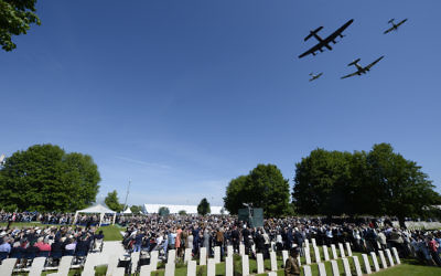 The fly pass before the Service of Remembrance at the Commonwealth War Graves Commission Cemetery, Bayeux.