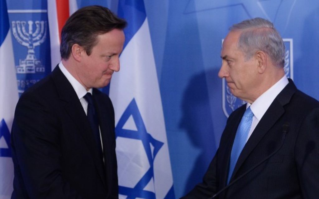 Prime Minister David Cameron with Israeli Prime Minister Benjamin Netanyahu in Israel, March 2014.