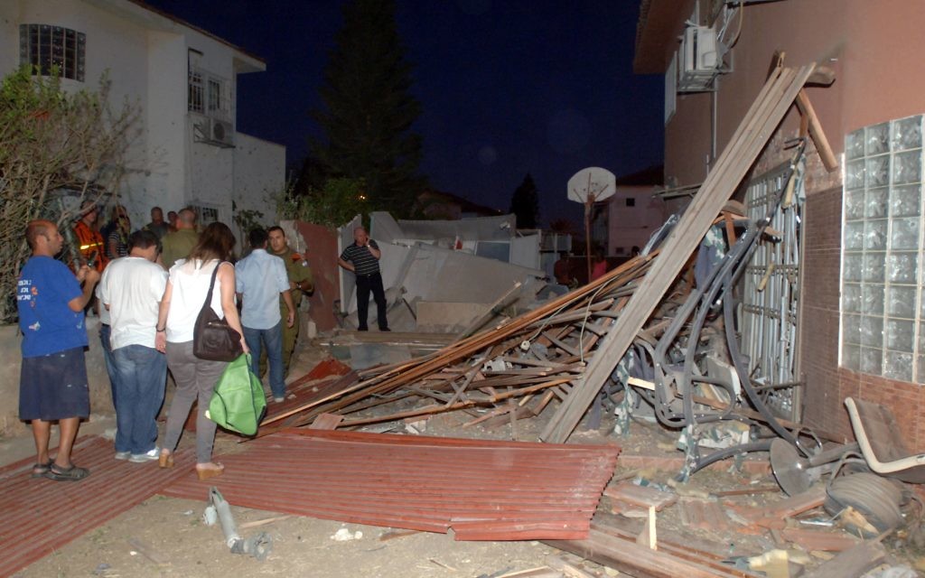 A house is destroyed by a Hamas rocket in Beer Sheba.