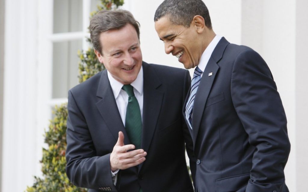 David Cameron with Barack Obama at the White House.
