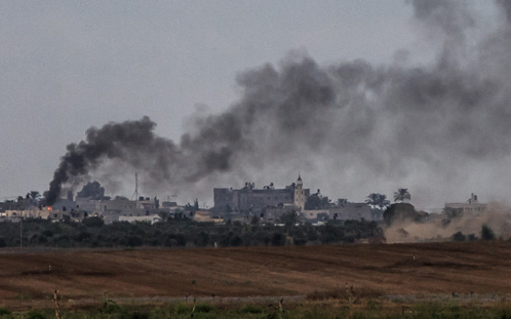 Smoke rises after an Israeli strike over the southern Gaza Strip. Photo: Jinipix/Israel Sun