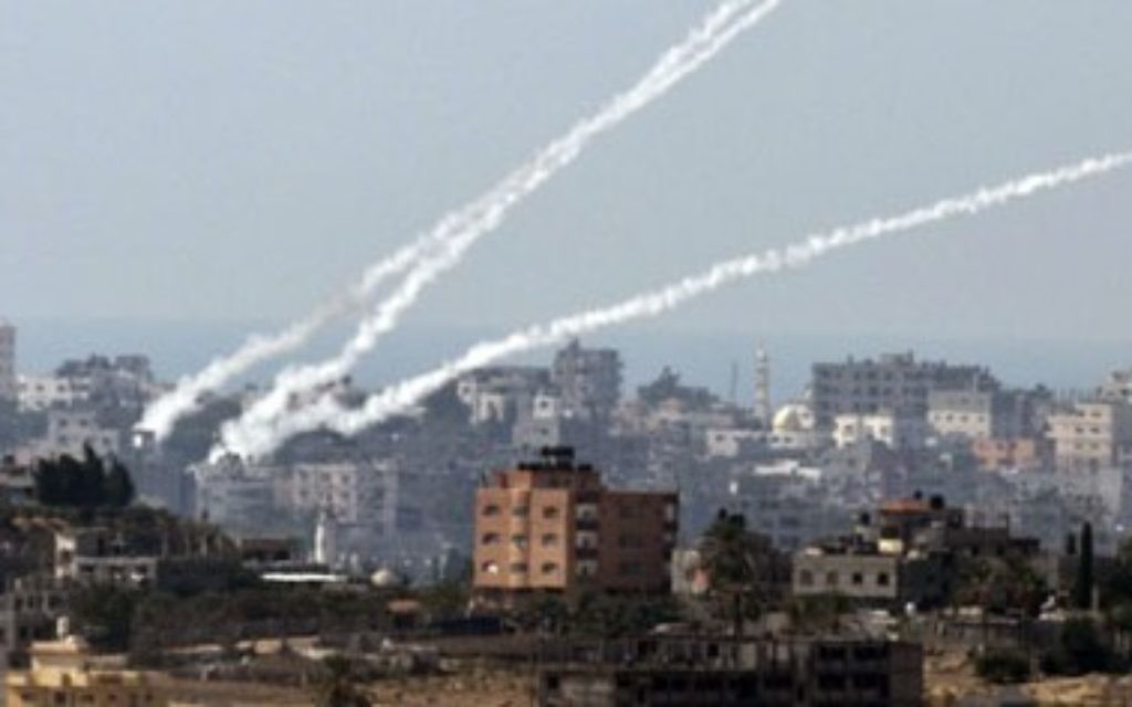 Rockets launched from the Gaza Strip towards southern Israel.