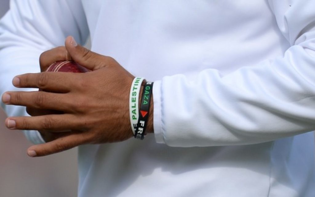 Moeen Ali wore a wristband declaring his support for the population of Gaza.