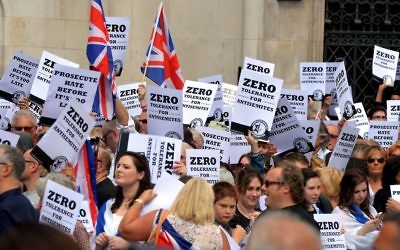 Protest against the rise of anti Jewish sentiment in the UK and Europe.