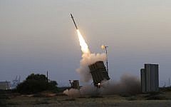 An Iron Dome air defence system fires to intercept a rocket from Gaza Strip.
