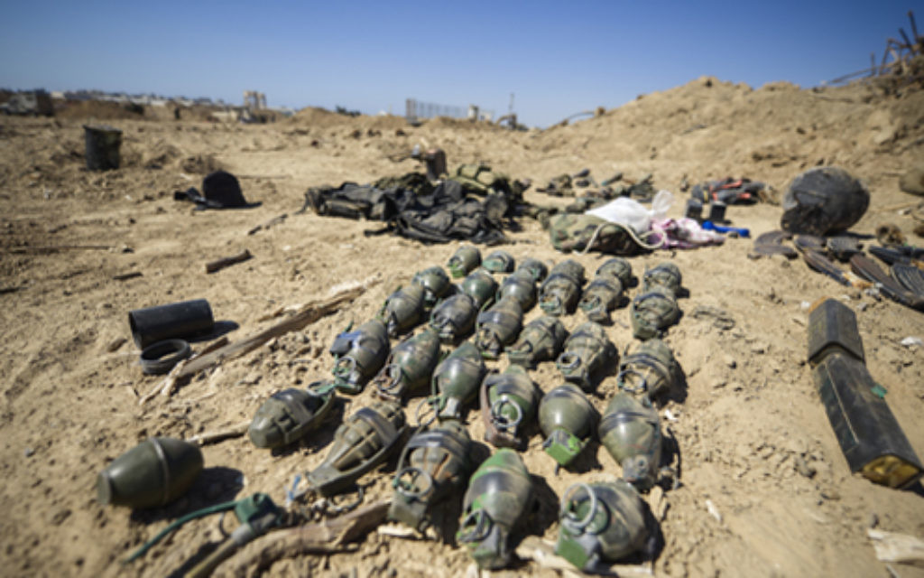 Arms and munition found in a Hamas tunnel in Rafah, Southern Gaza Strip.