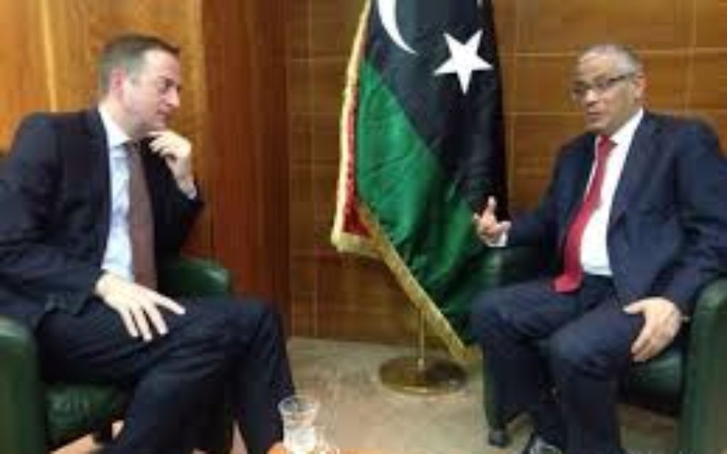 David Quarrey (left) with former Libyan premier Ali Zeidan.