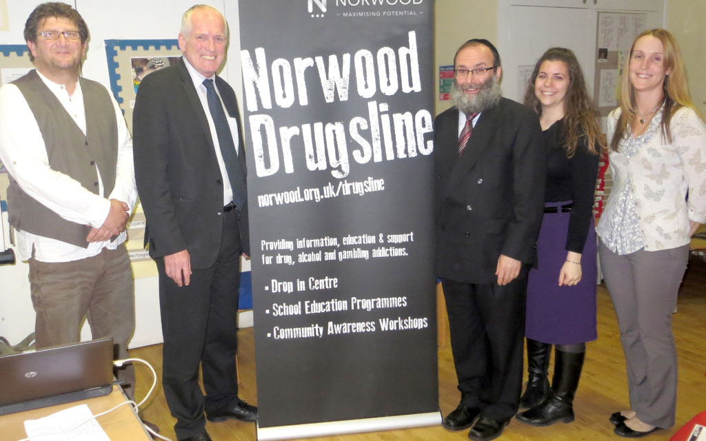 L-R it’s Steven Mervish, David Harris (Director of Development at Norwood), Rabbi Sufrin, Chavi Sufrin and Lynsey Robertson.