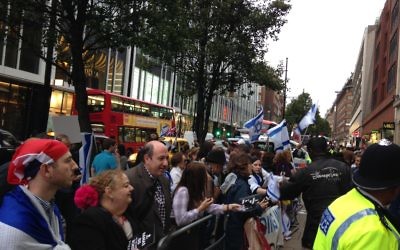 The pro-Israel crowd makes its voice heard.