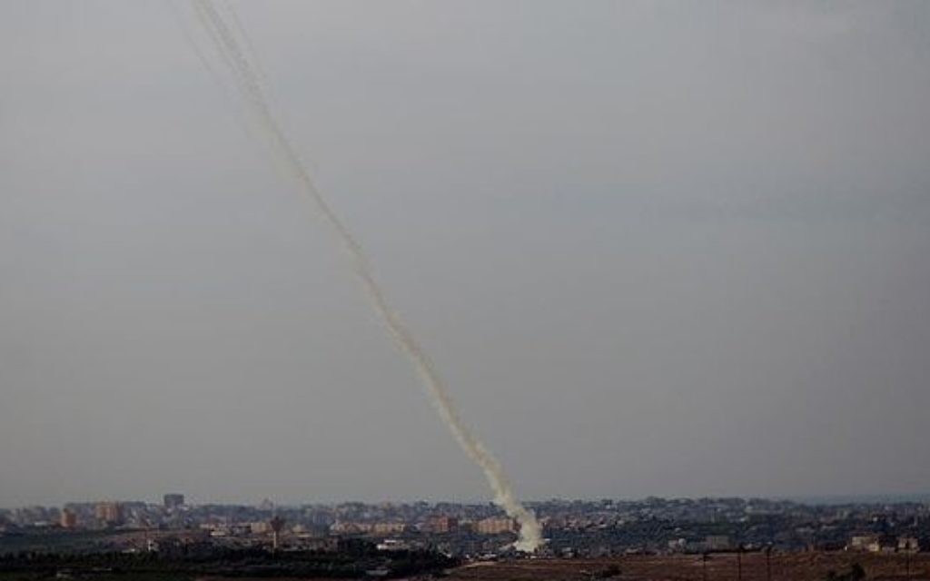 A rocket fired from Gaza during the 2014 conflict